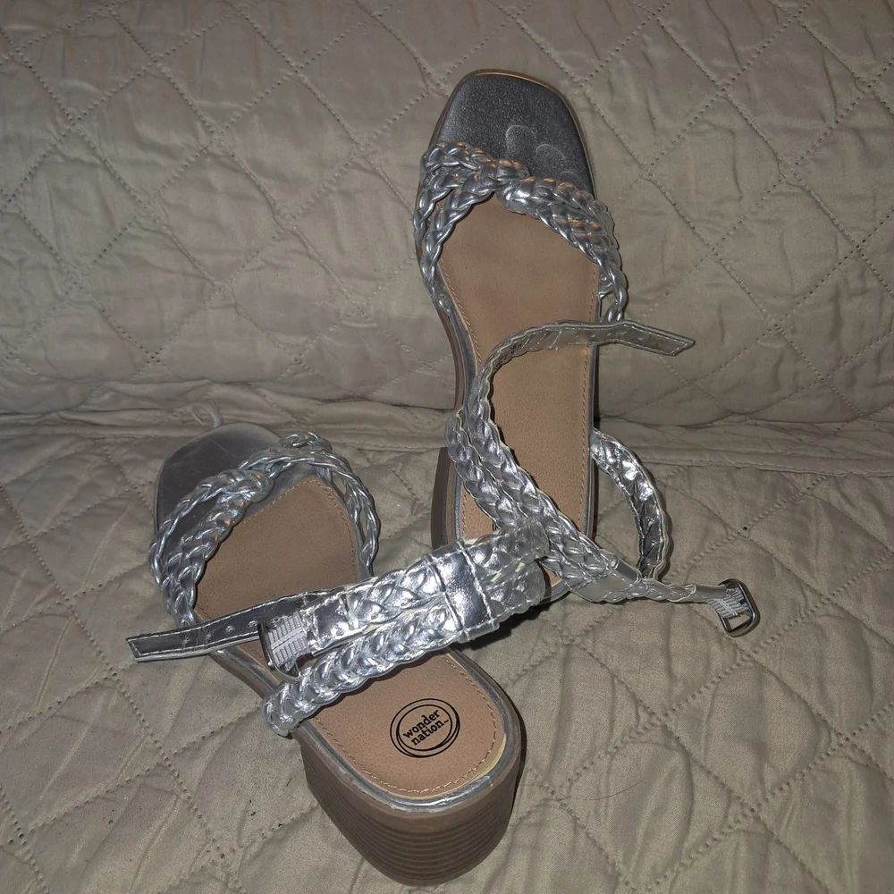 Wonder Nation Silver Braided Sandals